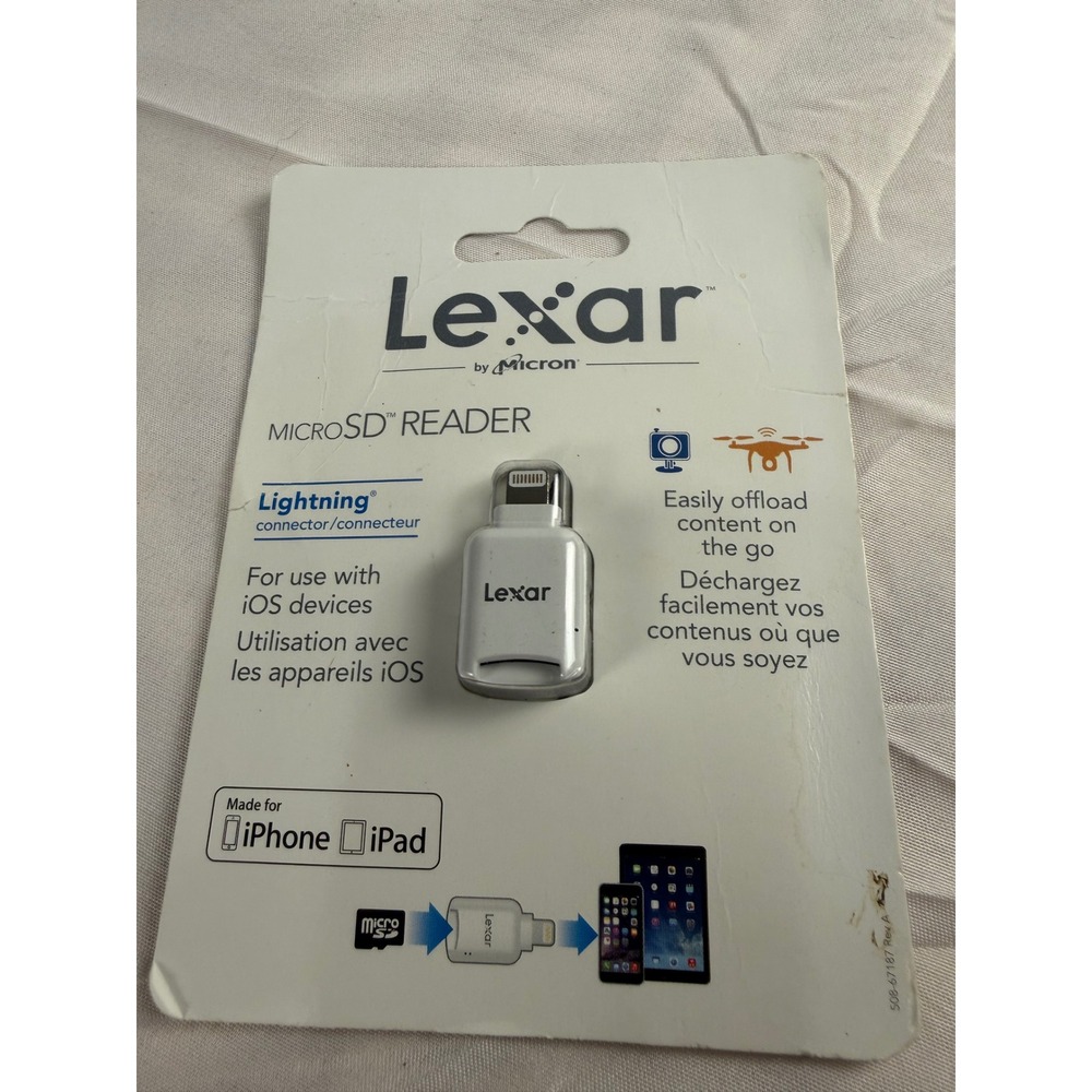 Lexar by Micron MicroSD Card Reader for iPhone iPad Lightning Connector White